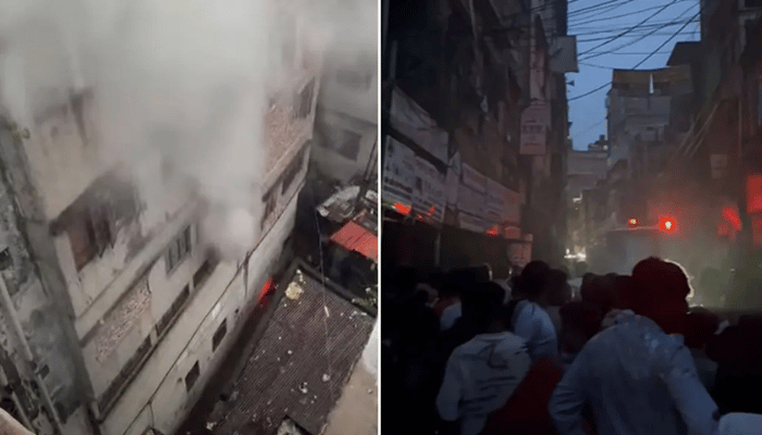 পুরান ঢাকায় হেলমেটের গোডাউনে আগুন